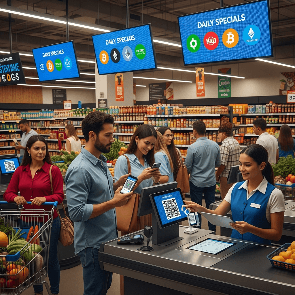 Aumento de pagos con criptomonedas en supermercados de Venezuela